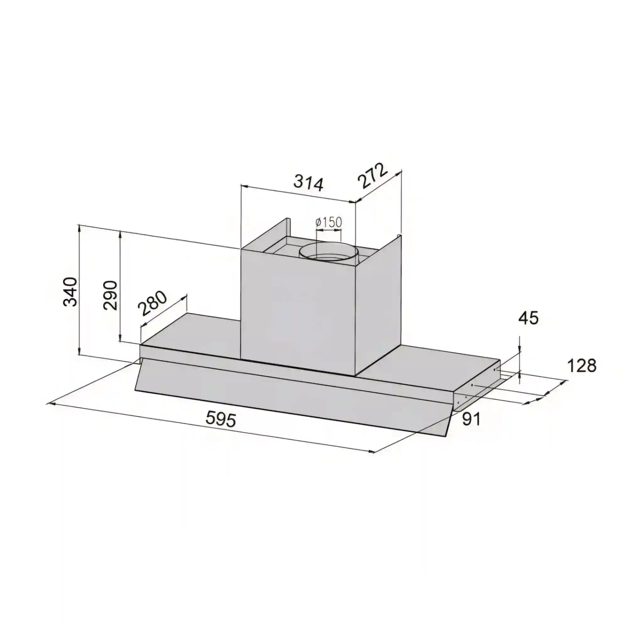 Вытяжка PUNTOLUX 60 BK/BG (1200) TRC - Зображення 2
