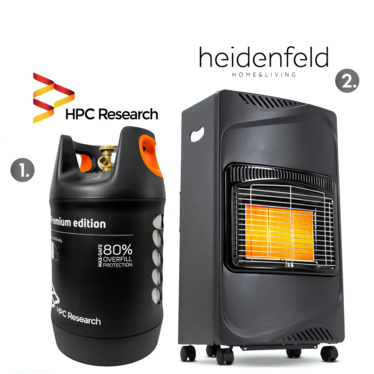 Набор обогреватель Heidenfeld Inferno GH100 + баллон HPCR 24,5л (1) Набор: обогреватель Heidenfeld Inferno GH100 + баллон HPCR 24,5л с отсекателем — изображение 1